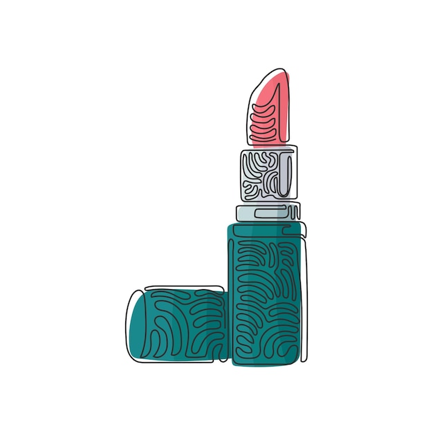 Vector dibujo de una sola línea de lápiz labial hermoso lápiz labial rojo glamour vector de lápiz labial rojo abierto para mujer