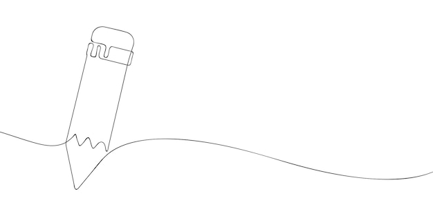 Un dibujo de una sola línea de un lápiz Línea continua Icono de lápiz Icono de una línea Ilustración vectorial