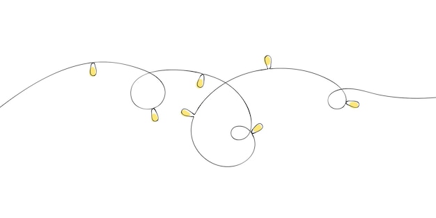 Un dibujo de una sola línea de un LED de vacaciones Línea continua icono de luces navideñas en color Una línea