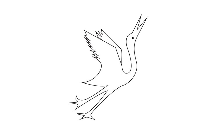 Un dibujo de una sola línea de un lindo arte de ilustración de vector de pájaro garza