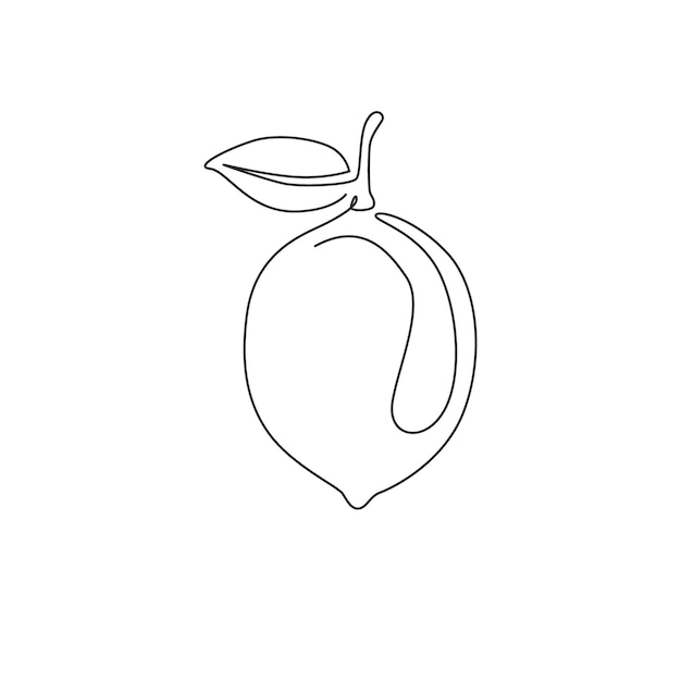 Un dibujo de una sola línea del logotipo de un huerto de limones orgánicos sanos y enteros Icono de frutas de limonada fresca