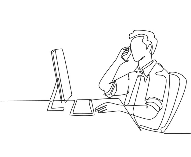 Un dibujo de una sola línea de una mano con gesto sosteniendo un teléfono inteligente táctil haciendo transacciones de compras en línea