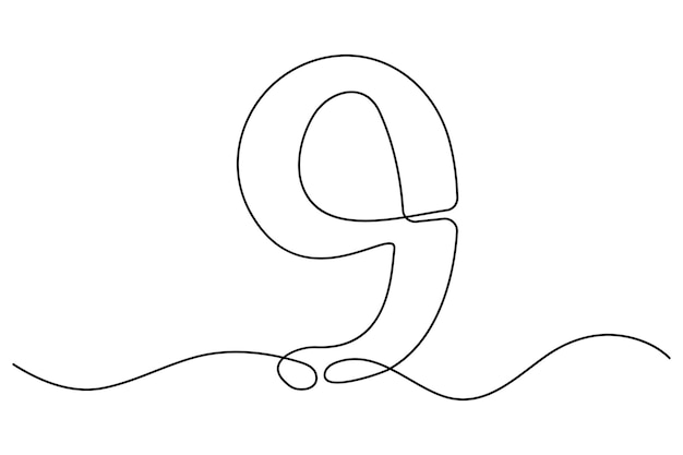 Dibujo de una sola línea del número 9