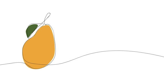 Un dibujo de una sola línea de una pera Línea continua icono de la pera de Acción de Gracias en color Icono de una línea