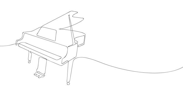 Un dibujo de una sola línea de un piano Icono de piano de cola de línea continua Icono de una línea Ilustración vectorial