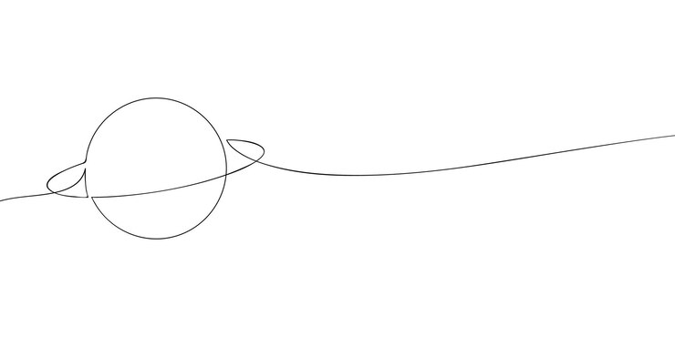Vector un dibujo de una sola línea de un planeta línea continua icono de saturno icono de una línea ilustración vectorial