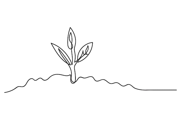 Dibujo de una sola línea de una planta joven Ilustración vectorial de arte de línea de conciencia ambiental del día