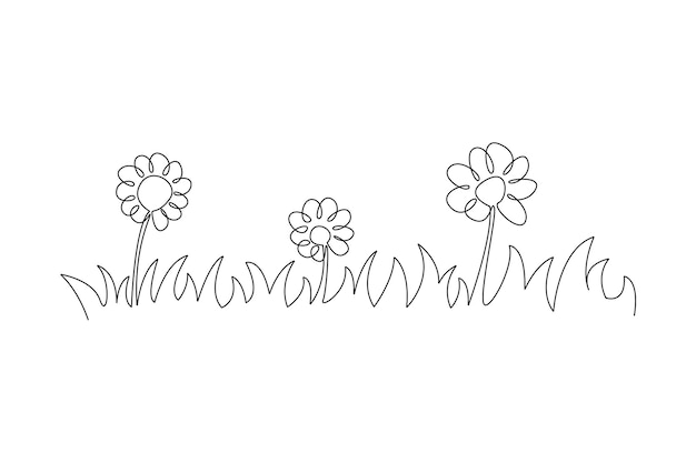 Dibujo de una sola línea de plantas de interior de regado de girasol que crecen en invernadero con olla de regado Dibujo de línea continua diseño gráfico de ilustración vectorial