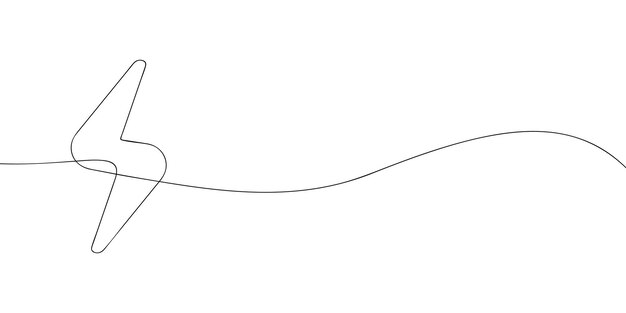 Un dibujo de una sola línea de un rayo Línea continua icono de relámpago y trueno Icono de una línea Vector