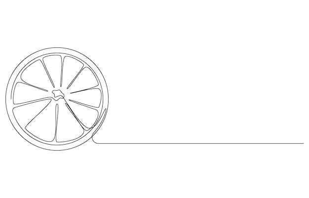 Dibujo de una sola línea de una rebanada de naranja