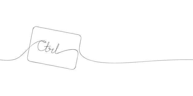 Un dibujo de una sola línea de una tecla ctrl línea continua icono del botón ctrl icono de una línea vector