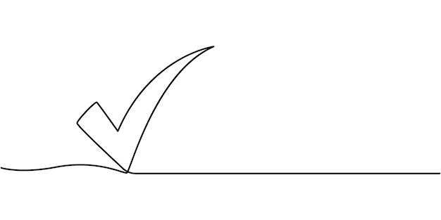 Un dibujo de una sola línea de un tick icono de tick de línea continua icono de una línea Pro Vector