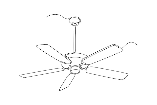 Dibujo de una sola línea Ventilador de techo eléctrico Concepto de electrodomésticos de electricidad Dibujo de línea continua diseño gráfico vectorial ilustración