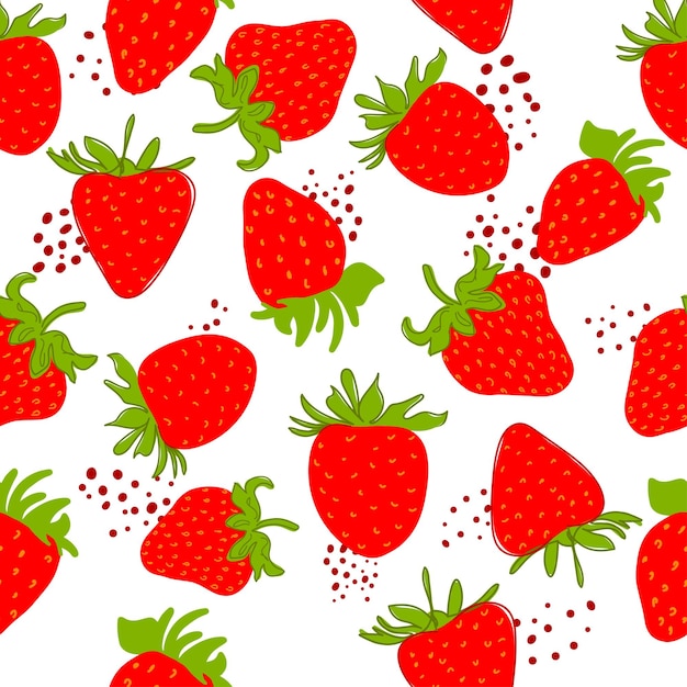 Un dibujo sólido de fresas frescas patrón sin costuras doodle rosa estilo minimalista de bayas rojas