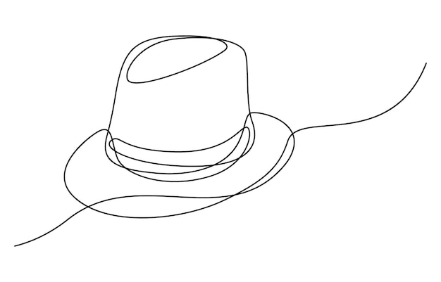 Un dibujo de sombrero de Fedora de una línea