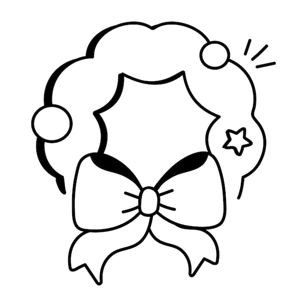 un dibujo de un sombrero de Santa con un arco en él