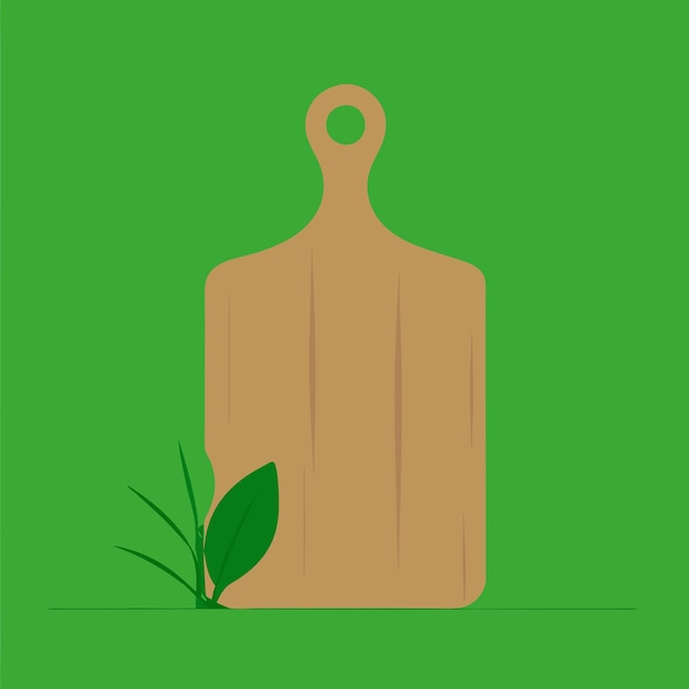 un dibujo de una tabla de madera con una planta que crece fuera de ella