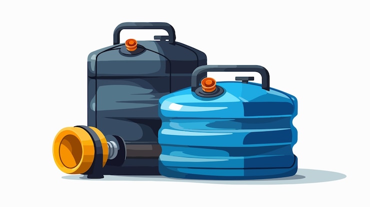 Vector un dibujo de un tanque de gas y un tanque con una tapa azul