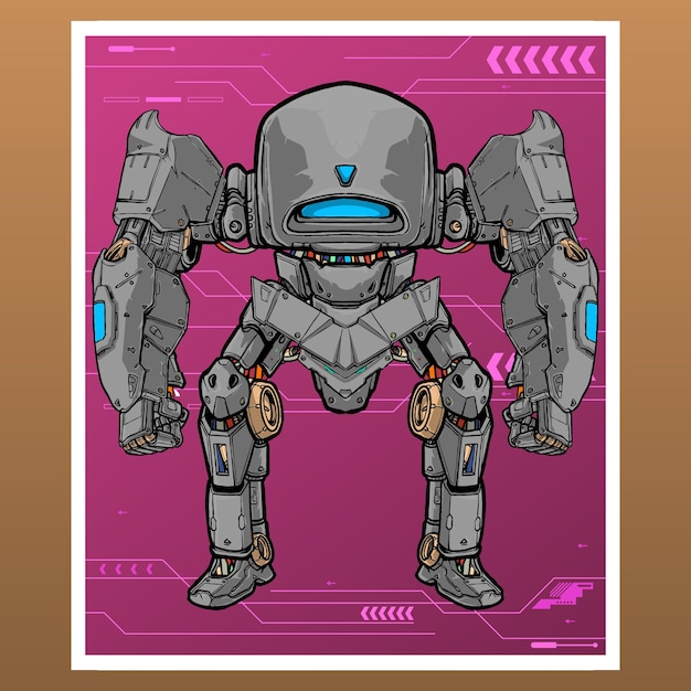 Vector dibujo de tarjeta premium vector juego mecha robot hecho con brazos cuerpo pierna brazos ilustración