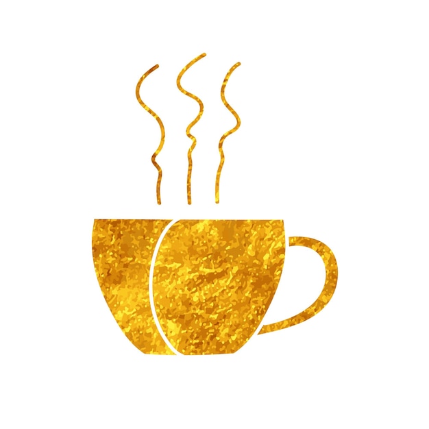 Dibujo de taza de bebida caliente en estilo de color dorado