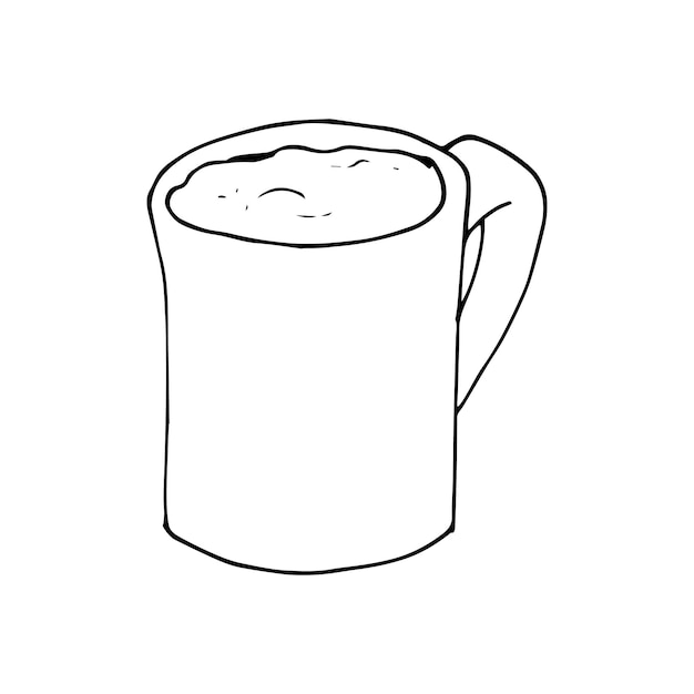 Un dibujo de una taza con una bebida dentro.