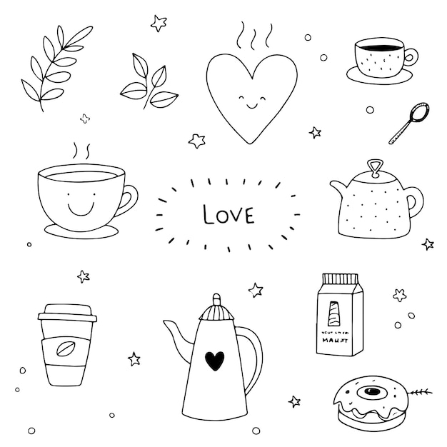 un dibujo de una taza de buenas mañanas y una tazón de café
