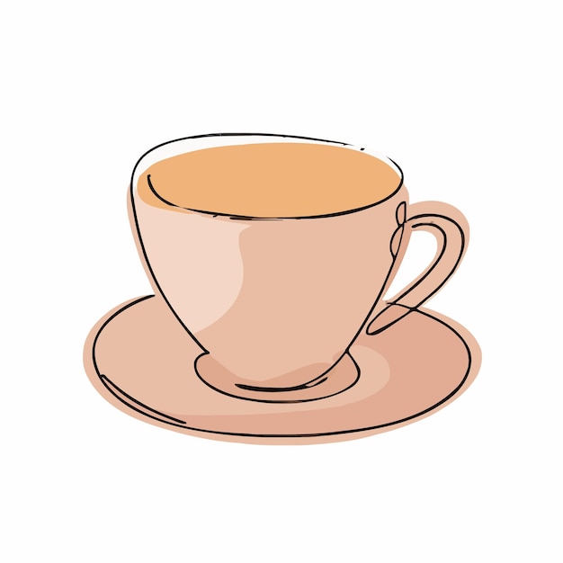 Vector un dibujo de una taza de café en un platillo