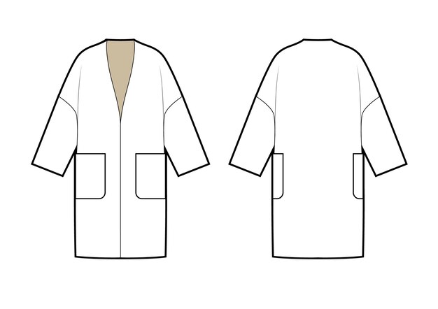 Dibujo técnico de abrigo de mujer oversize