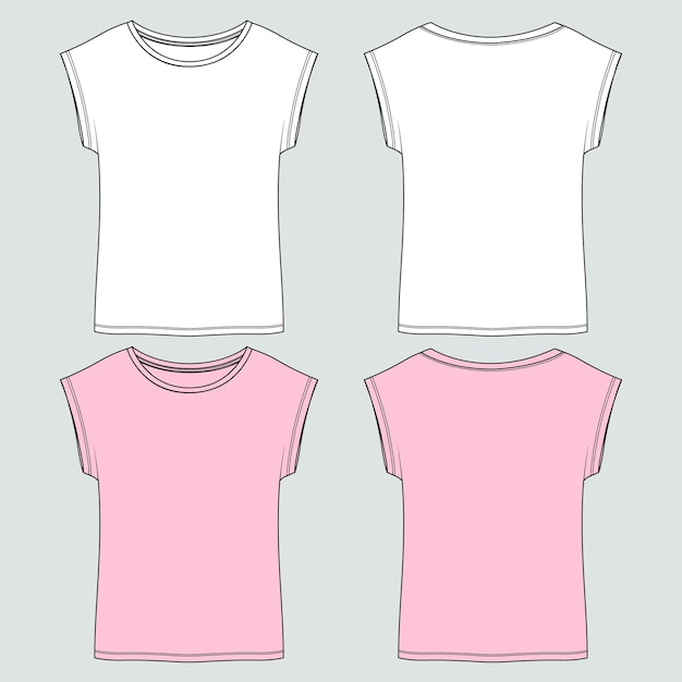 Vector dibujo técnico de blusa sin mangas plantilla de ilustración de vector de boceto plano de moda para damas