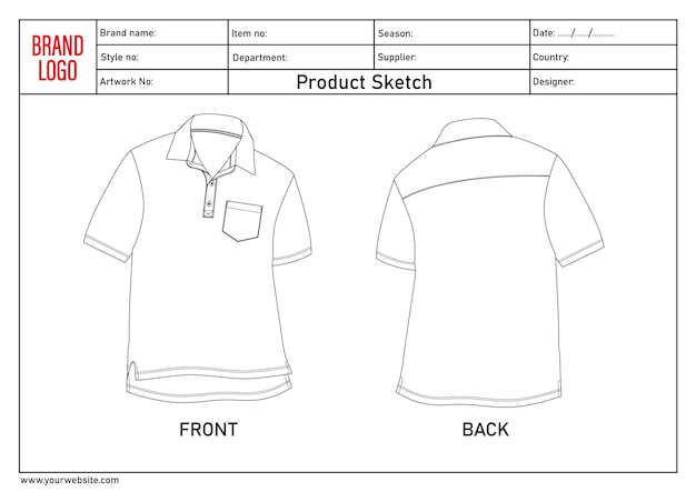 Dibujo técnico de la camisa de polo