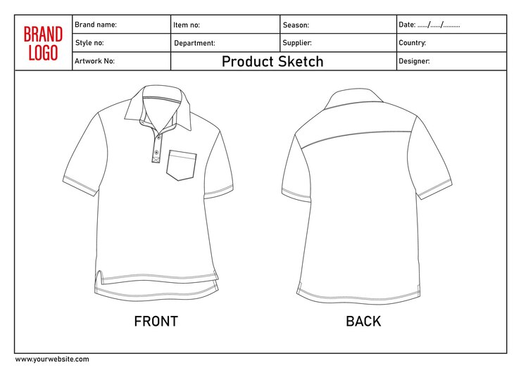 Dibujo técnico de la camisa de polo