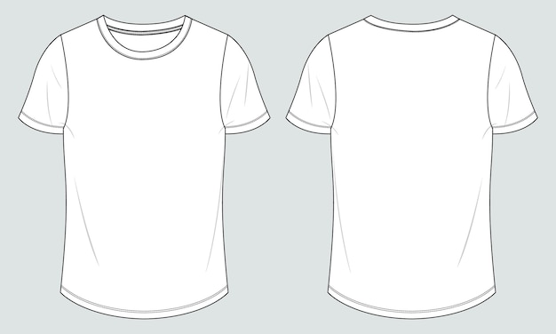 Dibujo técnico de camiseta plantilla de ilustración de vector de boceto plano de moda para damas