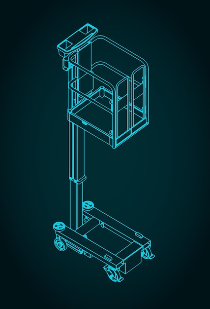 Dibujo técnico isométrico de elevación del mástil