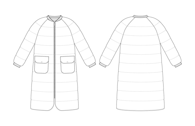 Dibujo técnico de moda de la chaqueta bomber acolchada