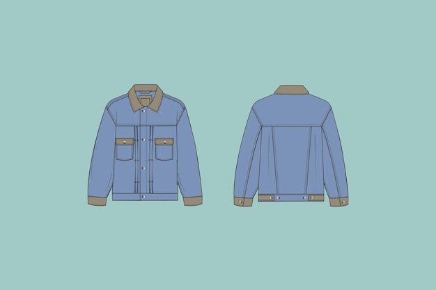 Dibujo técnico de prendas de trabajo, chaquetas de denim