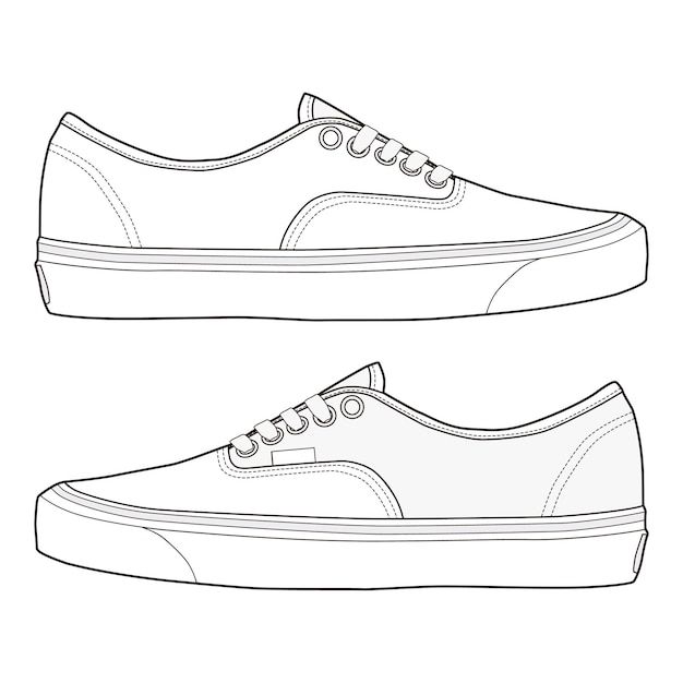 Dibujo técnico de los zapatos con cordones