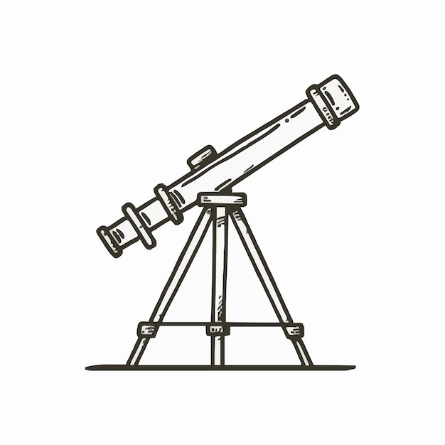 Vector un dibujo de un telescopio con un contorno negro