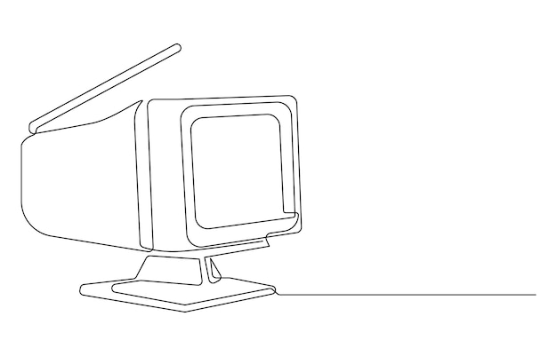 Dibujo de una televisión retro con antena