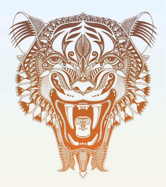 Dibujo de tigre de cabeza original con la caída abierta perfecta para la ilustración de vector de diseño de tatuaje