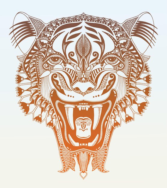 Dibujo de tigre de cabeza original con la caída abierta perfecta para la ilustración de vector de diseño de tatuaje