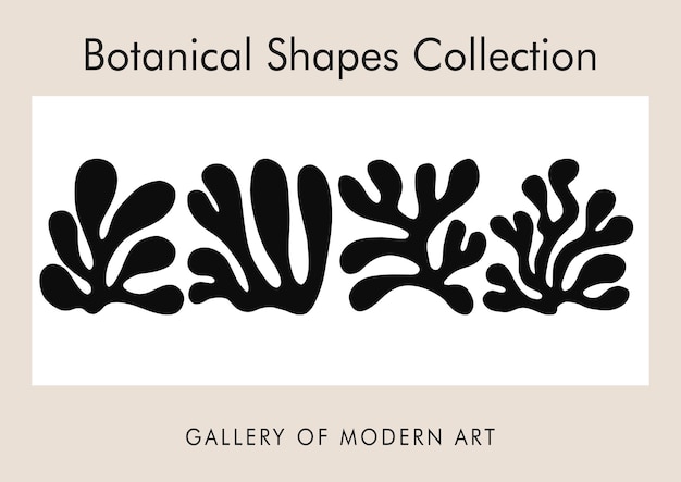 Dibujo en tinta - Formas botánicas vectoriales - Plantilla inspirada en Matisse - Pósters mínimos