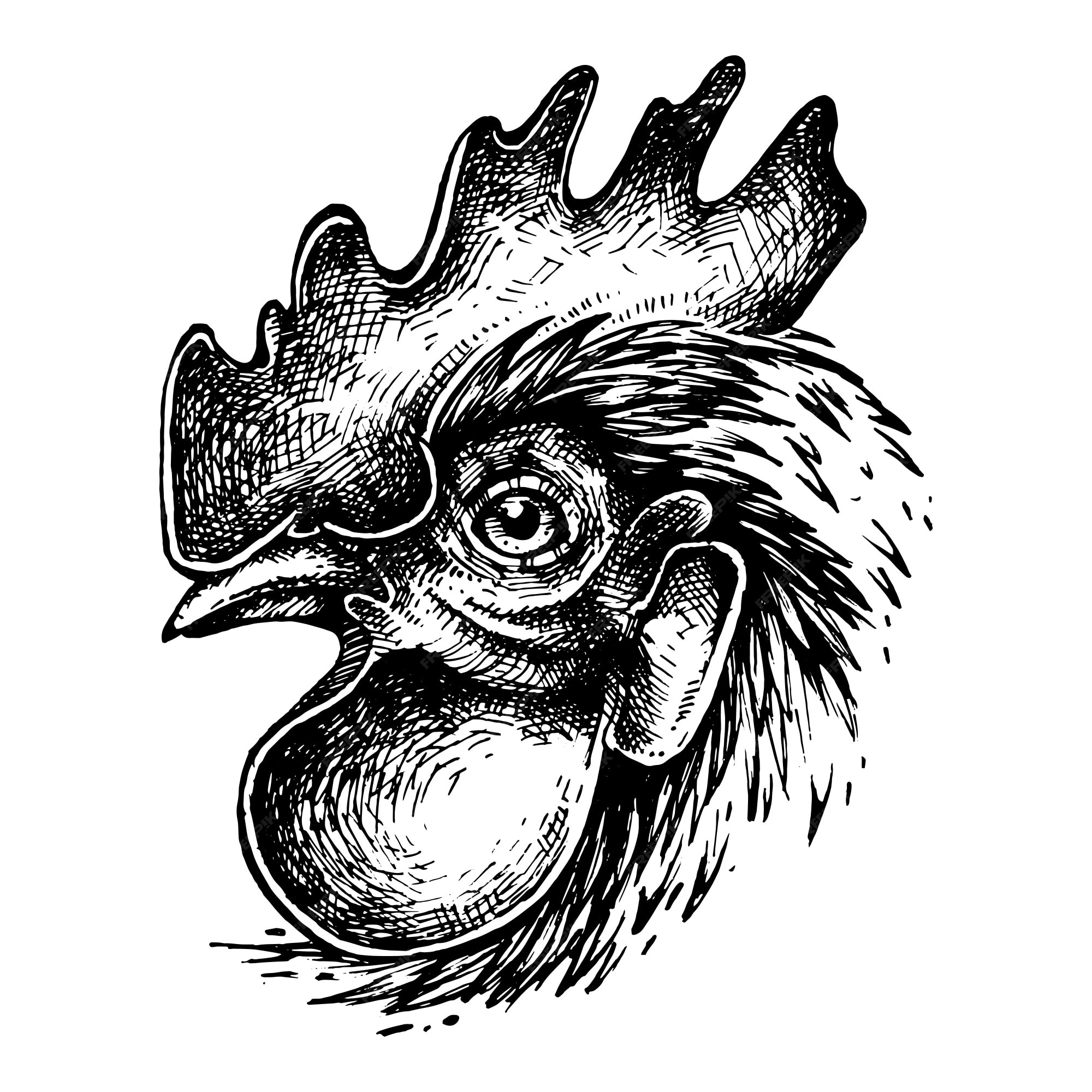 Dibujo de tinta de gallo | Vector Premium