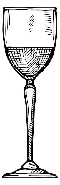 Dibujo con tiza de vidrio de vino Símbolo del menú de bebidas aislado sobre fondo blanco