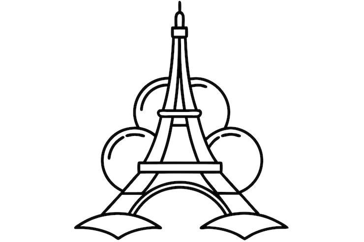 Vector un dibujo de una torre eiffel con una imagen de una torre de eiffel