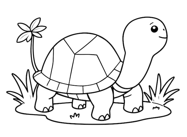 un dibujo de una tortuga con una flor en ella