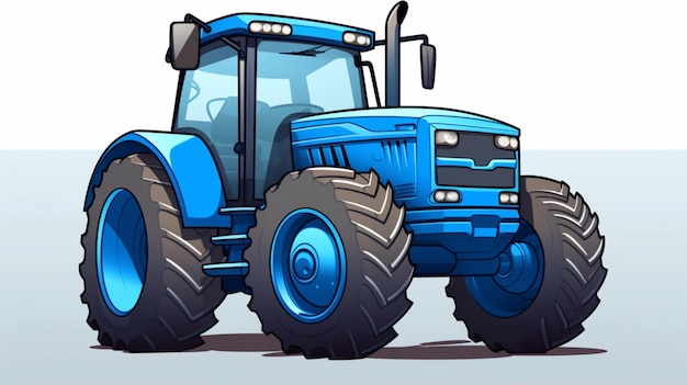 Vector un dibujo de un tractor azul con la palabra 