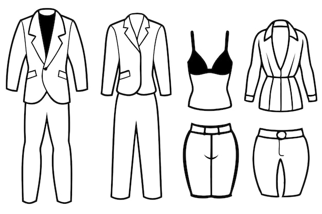 un dibujo de un traje y corbata con la parte superior hacia abajo