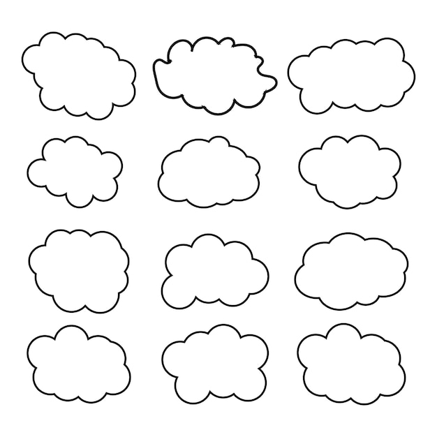 dibujo de trazo de nube negra o de forma de contorno