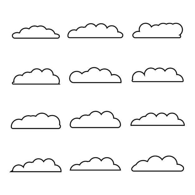 dibujo de trazo de nube negra o de forma de contorno