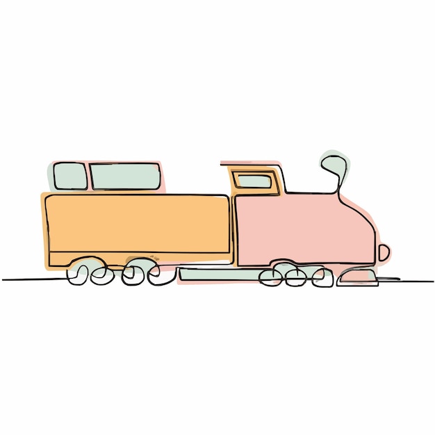 Vector un dibujo de un tren con un tren rosa en la parte superior